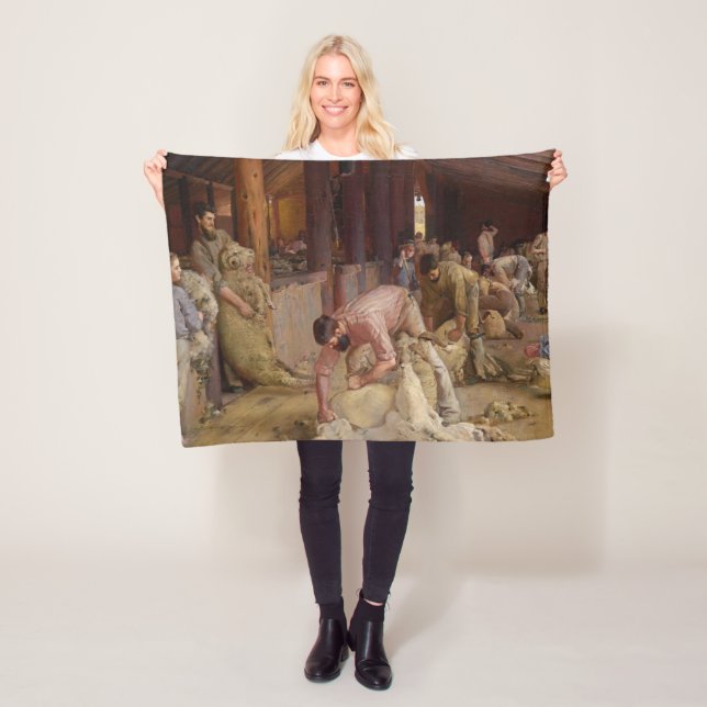 Shear the Rams (Australian Art) (Tom Roberts) Fleecedecke (Beispiel)
