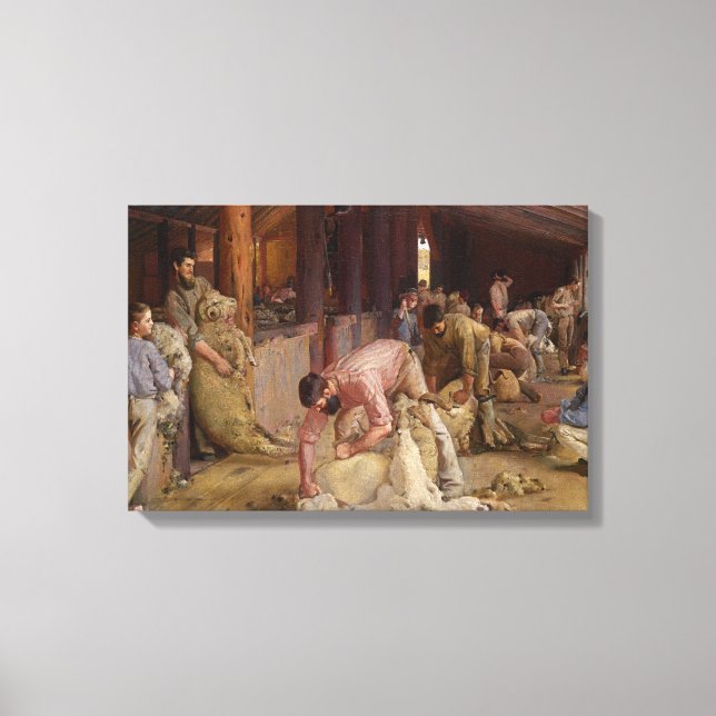 Shear the Rams (Australian Art) (Tom Roberts) Leinwanddruck (Vorderseite)