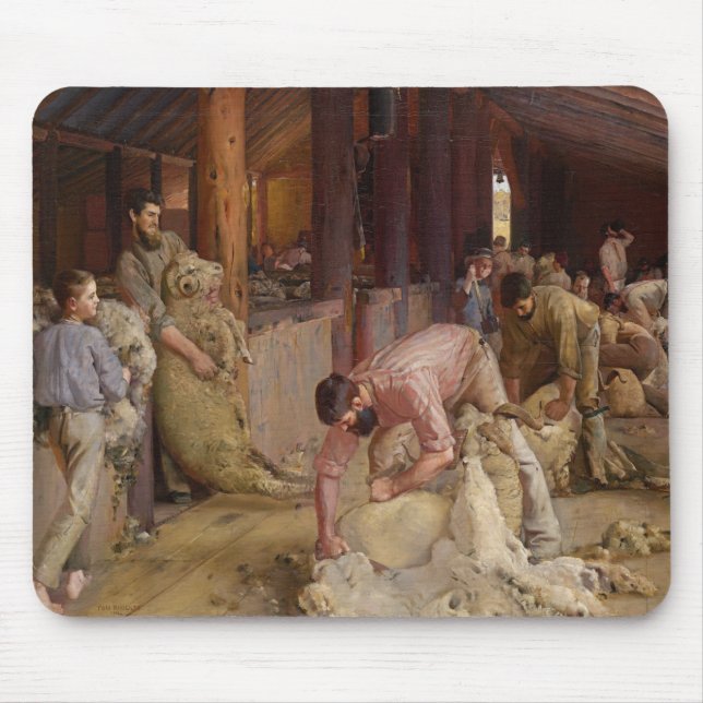Shear the Rams (Australian Art) (Tom Roberts) Mousepad (Vorne)