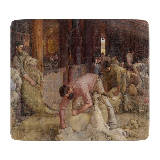 Shear the Rams (Australian Art) (Tom Roberts) Schneidebrett (Vorderseite)