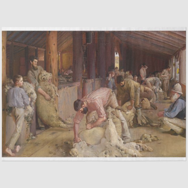 Shear the Rams (Australian Art) (Tom Roberts) Seidenpapier (Vorderseite)