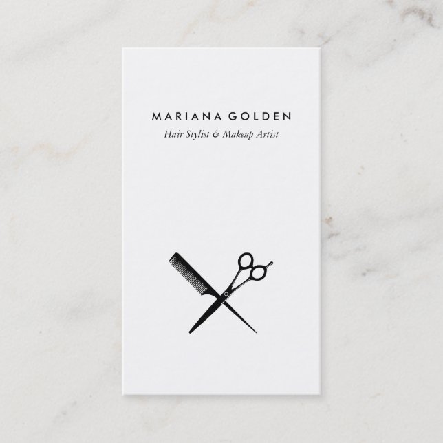 Shears Comb Stylist & Makeup Artist Business Card Visitenkarte (Vorderseite)