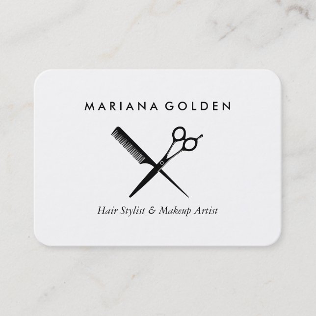 Shears und Comb Stylist & Makeup Künstler Visitenkarte (Vorderseite)