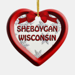 Sheboygan Wisconsin Coeur ornement de Noël