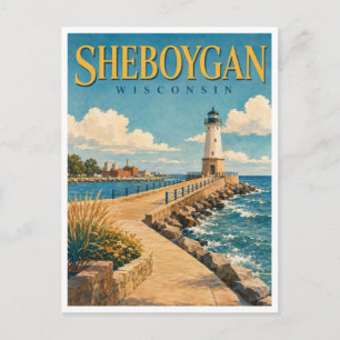 Sheboygan Wisconsin North Pier GeoSaga Postkarte