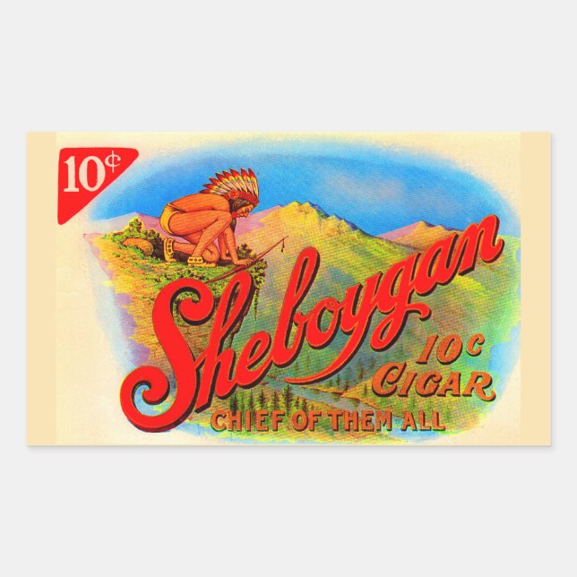 Sheboygan-Zigarrenlabel der 1920er Rechteckiger Aufkleber (Vorderseite)