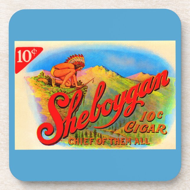 Sheboygan-Zigarrenlabel der 1920er Untersetzer (Vorderseite)