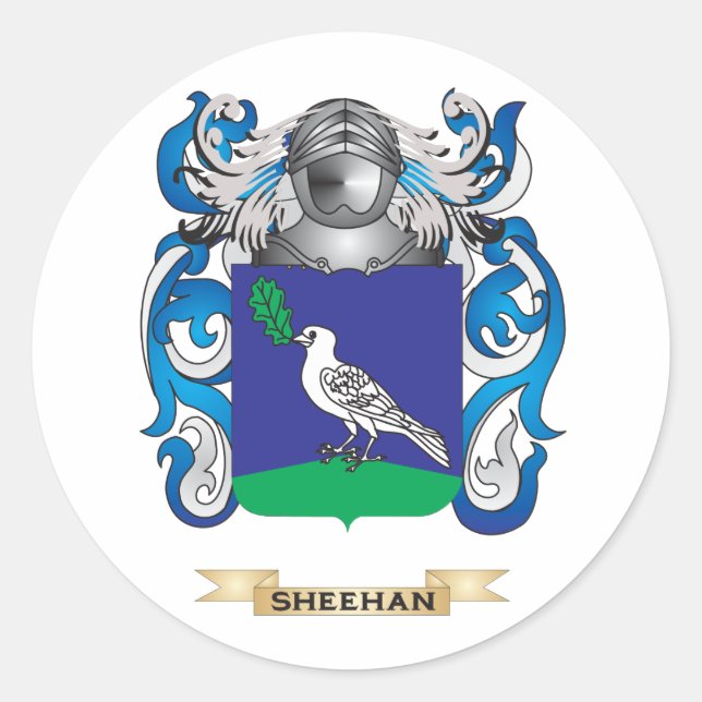 Sheehan Coat of Arms (Familienwappen) Runder Aufkleber (Vorderseite)