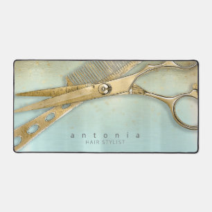 Sheen and Shears Hair Stylist Gold/Aquamarin ID814 Schreibtischunterlage