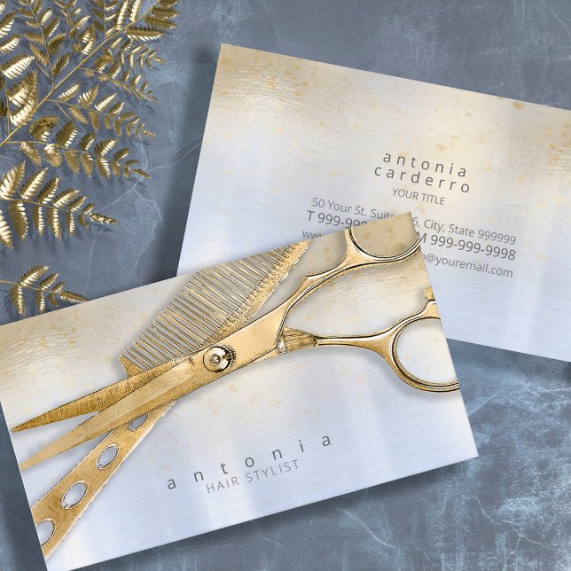 Sheen and Shears Hair Stylist Gold/Blue ID814 Visitenkarte (Von Creator hochgeladen)