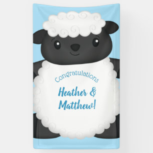 Sheep Baby Dusche Farm Blue Boy Banner