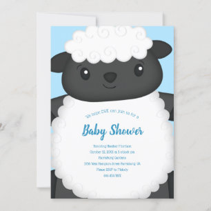 Sheep Baby Dusche Farm Blue Boy Einladung