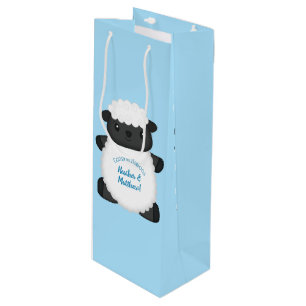 Sheep Baby Dusche Farm Blue Boy Geschenktüte Für Weinflaschen