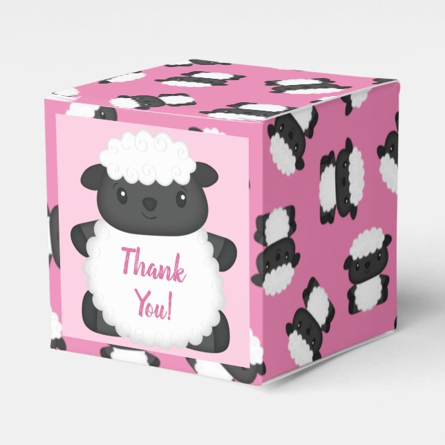 Sheep Baby Dusche Farm Pink Girl Geschenkschachtel (Vorderseite)