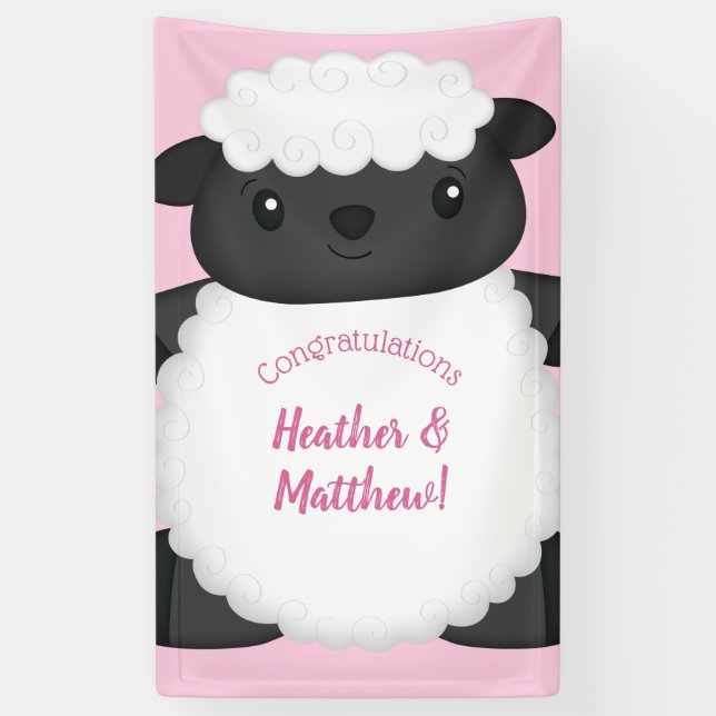 Sheep Baby Dusche Rosa Banner (Vertikal)