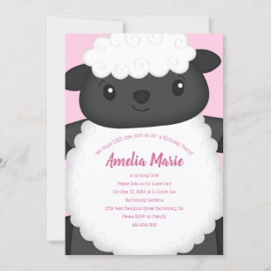 Sheep Birthday Party Pink Einladung