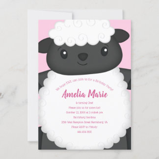 Sheep Birthday Party Pink Einladung