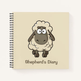 Sheep Cartoon Beige Notizbuch