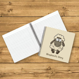 Sheep Cartoon Beige Notizbuch
