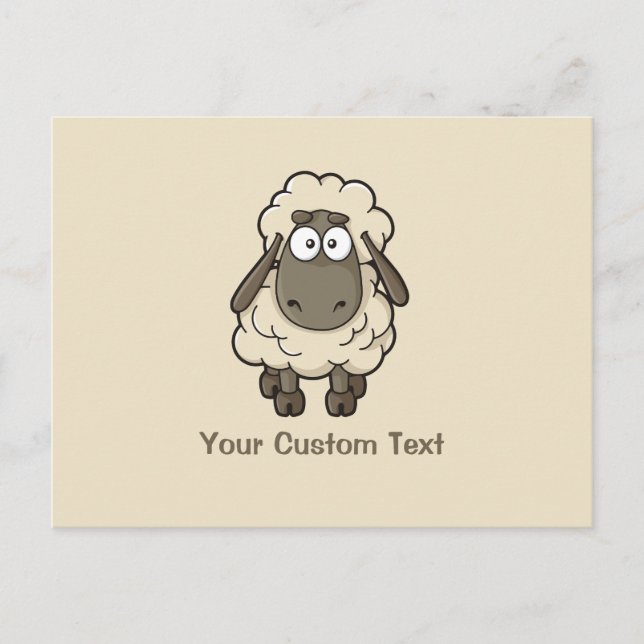 Sheep Cartoon Beige Postkarte (Vorderseite)