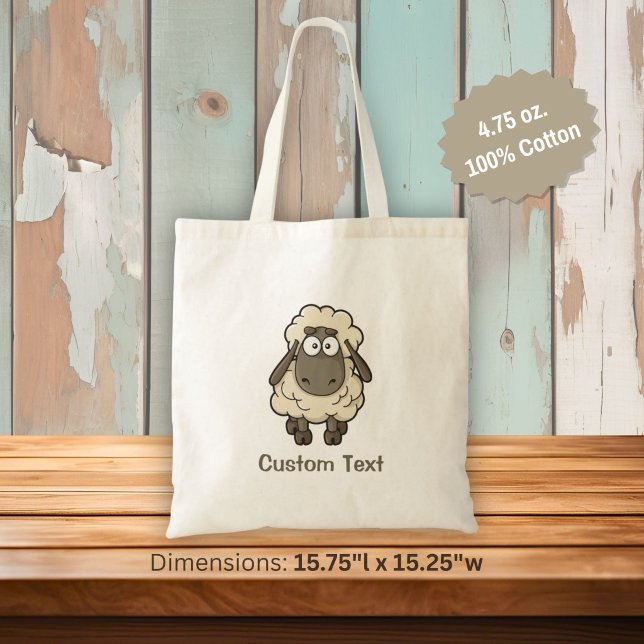 Sheep Cartoon Beige Tragetasche (Von Creator hochgeladen)