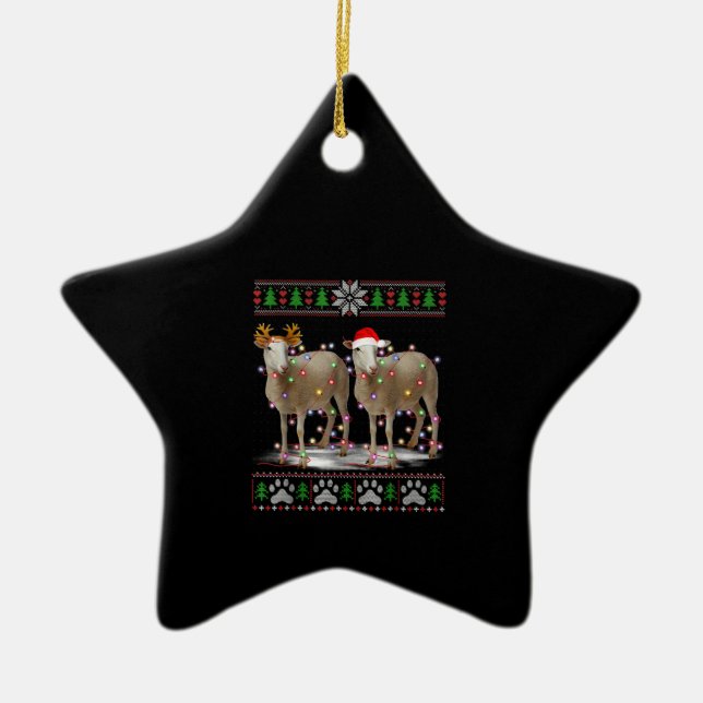 Sheep Christmas Tree Lights Santa Animal Gift Keramik Ornament (Vorne)