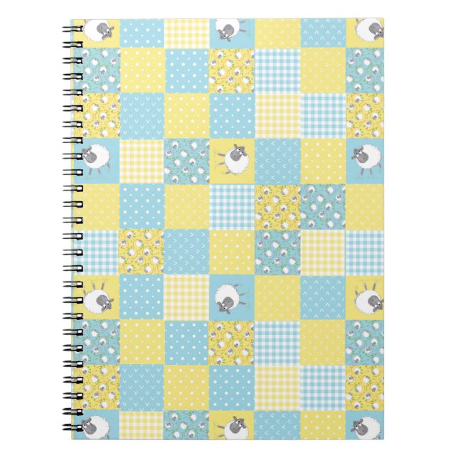 Sheep Country-Imitate Patchwork Spiral Notebook Notizblock (Vorderseite)