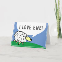 Sheep Design Cartoon mit I Liebe Ewe Puff