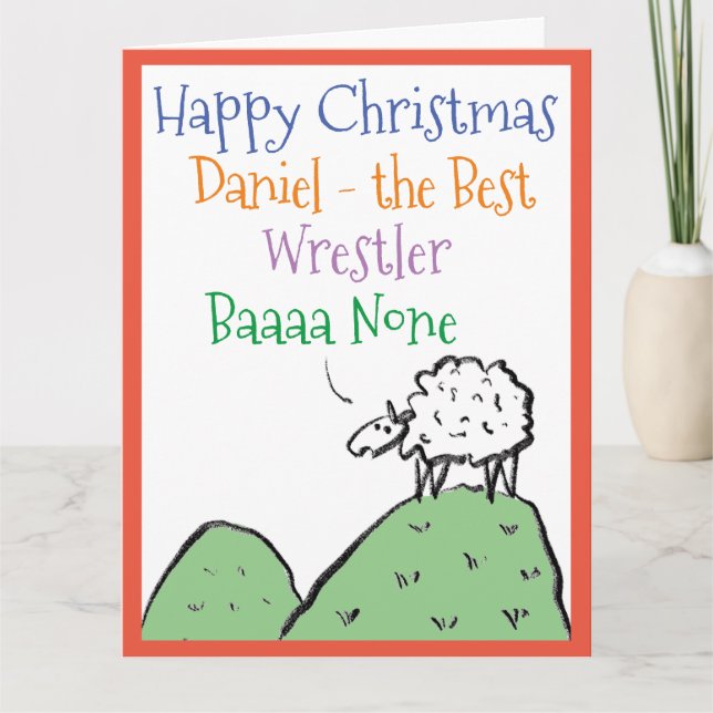 Sheep Design Frohe Weihnachten an eine Wrestler Ca Karte (Vorderseite)