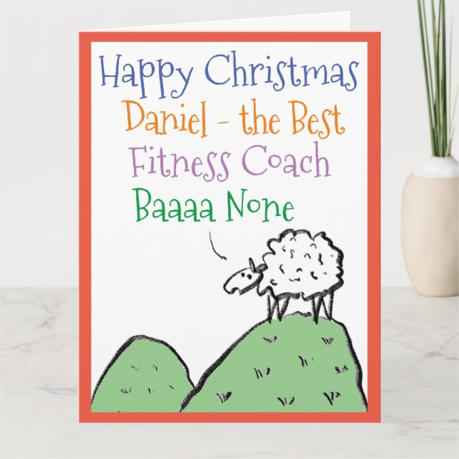Sheep Design Frohe Weihnachten an einen Fitness Co Karte (Vorderseite)