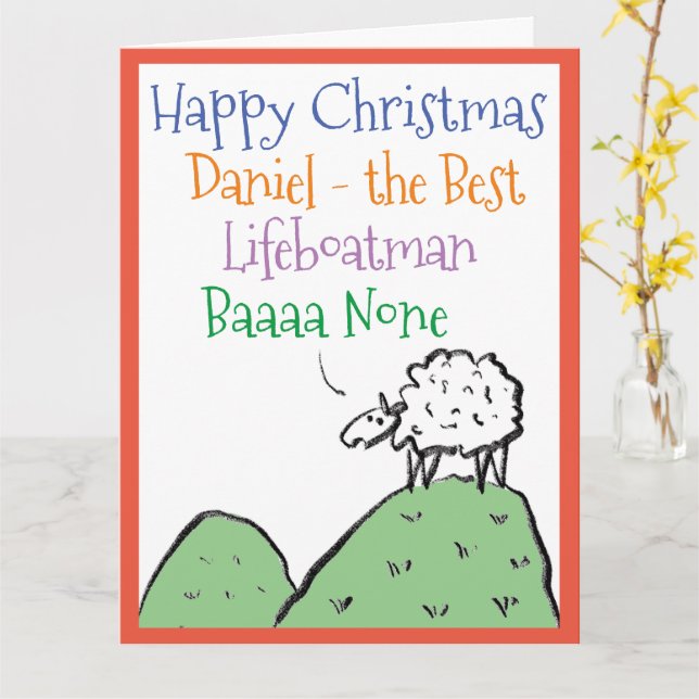 Sheep Design Frohe Weihnachten auf eine Lifeboatma Karte (Gelbe Blume)