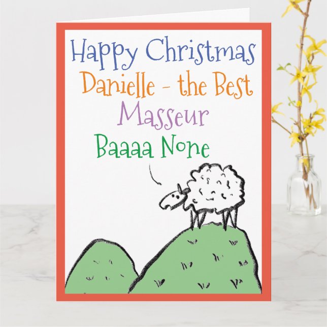 Sheep Design Frohe Weihnachten auf eine Masseur-Ka Karte (Gelbe Blume)