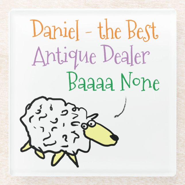 Sheep-Design für einen antiken Untersetzer aus Hän (Vorderseite)