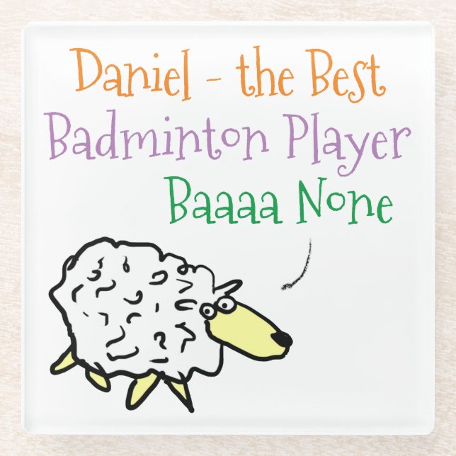 Sheep Design für einen Badminton Player Glass Unte Glasuntersetzer (Vorderseite)
