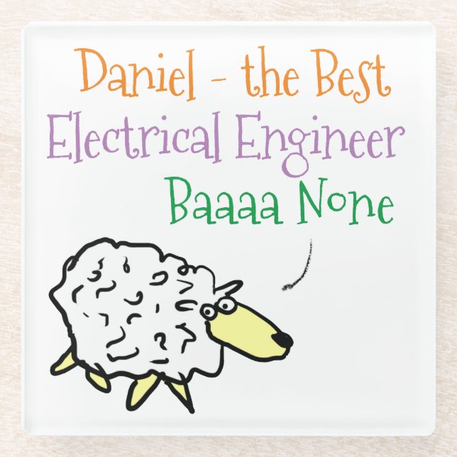 Sheep Design für einen Elektroingenieur Glasuntersetzer (Vorderseite)
