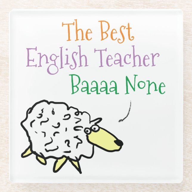 Sheep Design für einen englischen Teacher Glass Un Glasuntersetzer (Vorderseite)