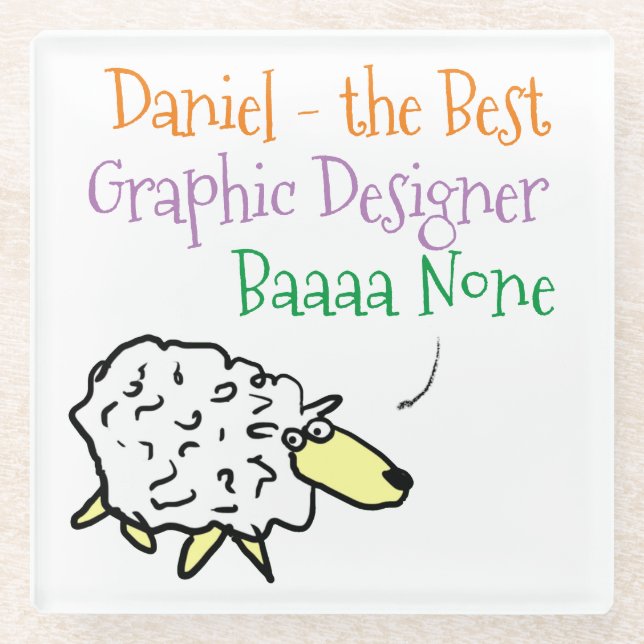 Sheep Design für einen grafischen Designer-Unterse Glasuntersetzer (Vorderseite)
