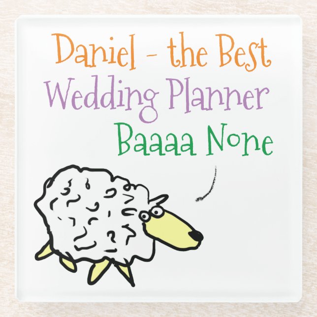 Sheep Design für einen Hochzeitsplaner-Untersetzer Glasuntersetzer (Vorderseite)