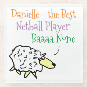 Sheep-Design für einen Netball-Player-Untersetzer Glasuntersetzer