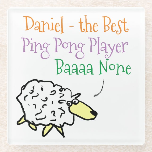 Sheep Design für einen Ping Pong Player Glass Unte Glasuntersetzer (Vorderseite)