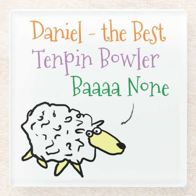 Sheep Design für einen Tenpin Bowler Glass Unterse Glasuntersetzer (Vorderseite)