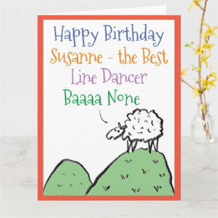 Sheep Design Happy Birthday to a Line Dancer Karte