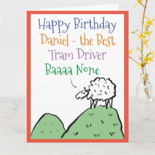 Sheep Design Happy Geburtstag zu einem Tram-Fahrer Karte