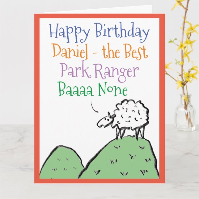 Sheep Design Park Ranger Birthday Karte (Gelbe Blume)