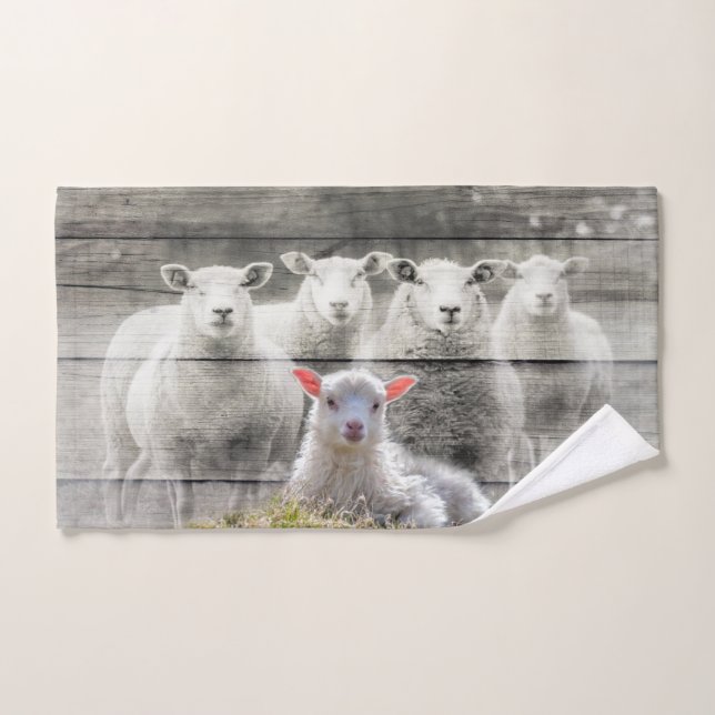 Sheep Flock Baby Lamb Badhandtuch Set (Handtuch)