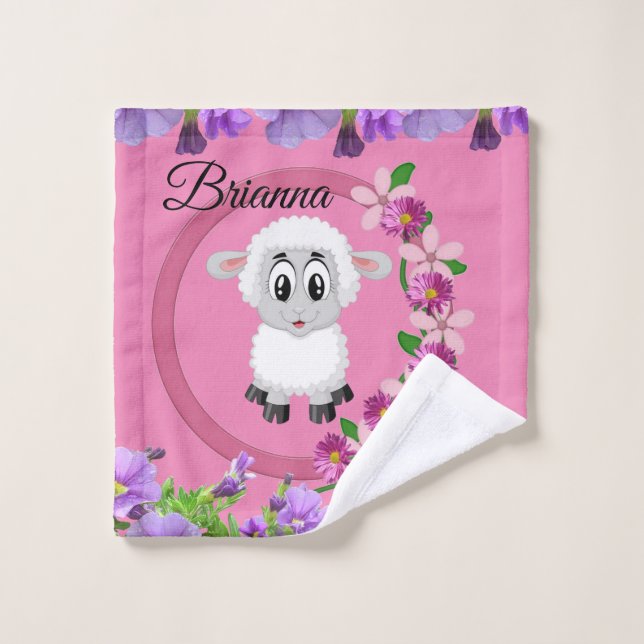 Sheep Floral Pink Hände Badezimmer Handtuch Sets (Waschlappen)