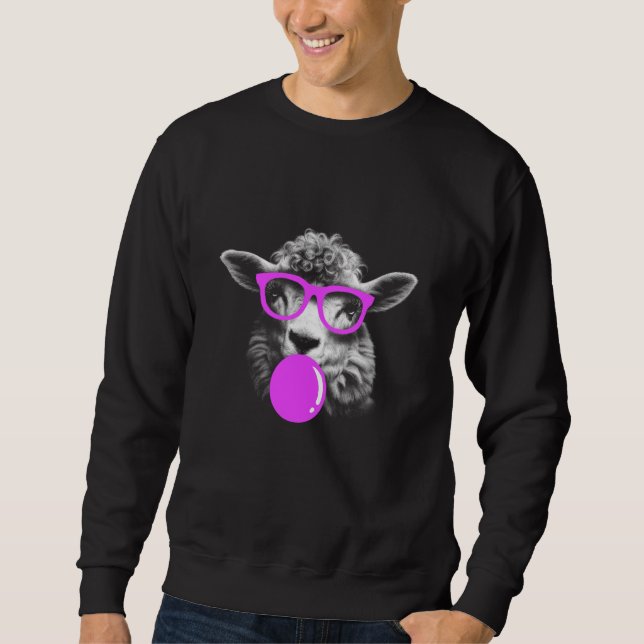 Sheep Funny Sunglasses Kaugummi Fun cool schaggsch Sweatshirt (Vorderseite)