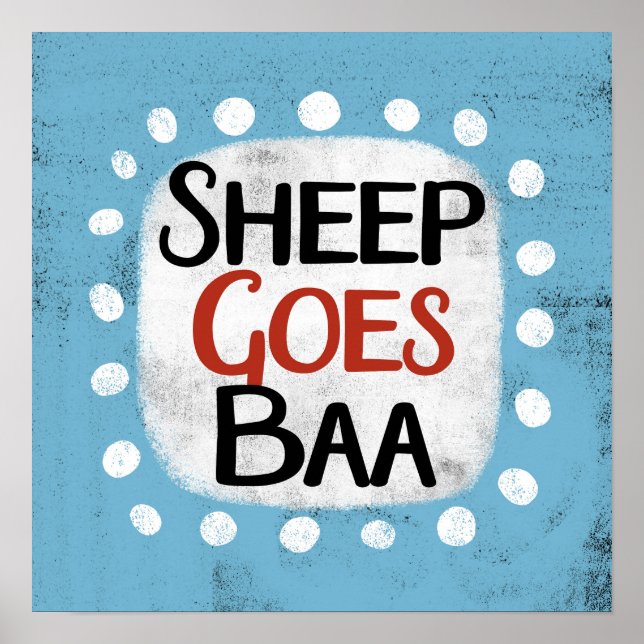 Sheep Goes Baa Poster Wall Art (Vorne)