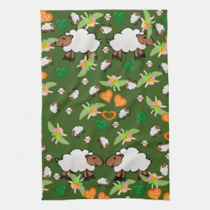 Sheep Green Orange Hearts Fairy Cuisine Serviette 