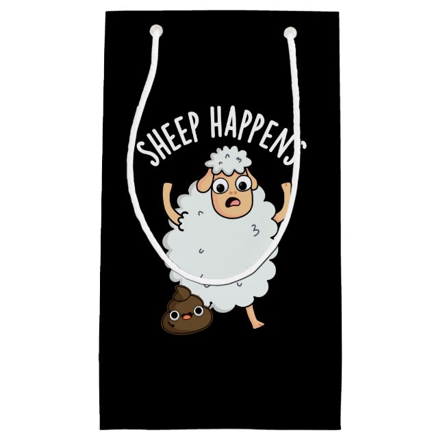 Sheep Happens Funny Gekackt Pun Dark BG Kleine Geschenktüte (Vorderseite)